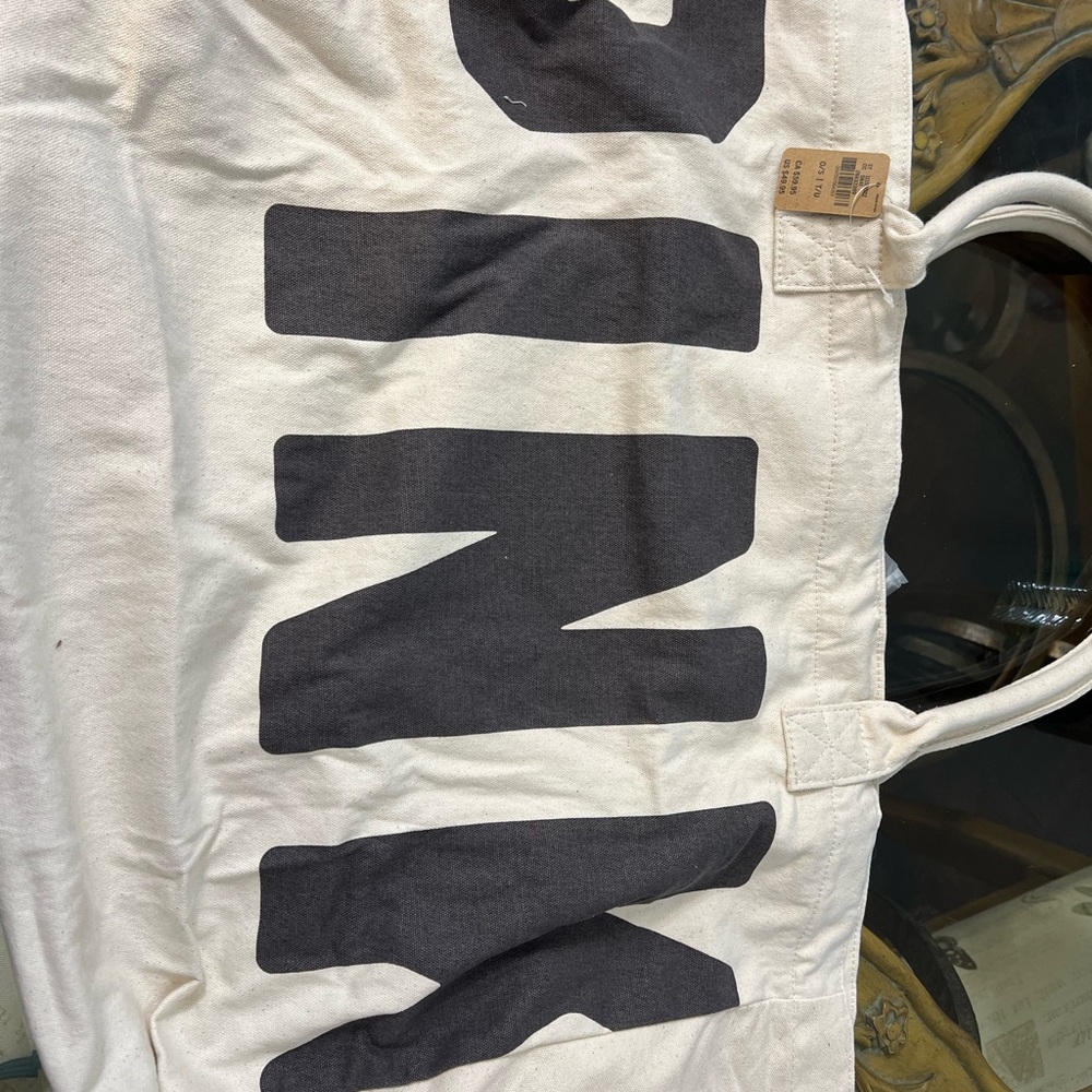 Victoria's Secret Cream and Black Canvas Tote
